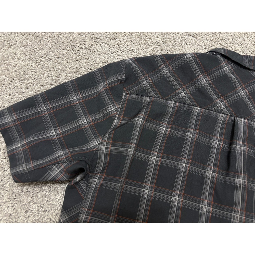 ICBREAKER Merino Shirt Short Sleeve Button Up Wool Gray Plaid Outdoor Men Large - Picture 9 of 16